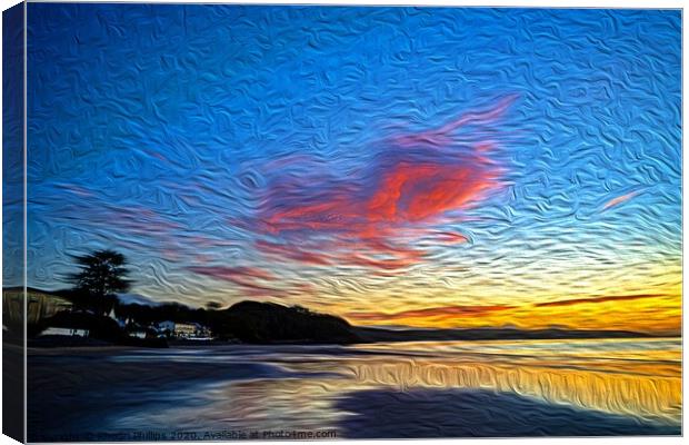 Sunrise over Saundersfoot Canvas Print by Rhodri Phillips