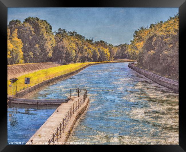 Artistic view of the Villoresi canal from the Panperduto dam Framed Print by Claudio Lepri