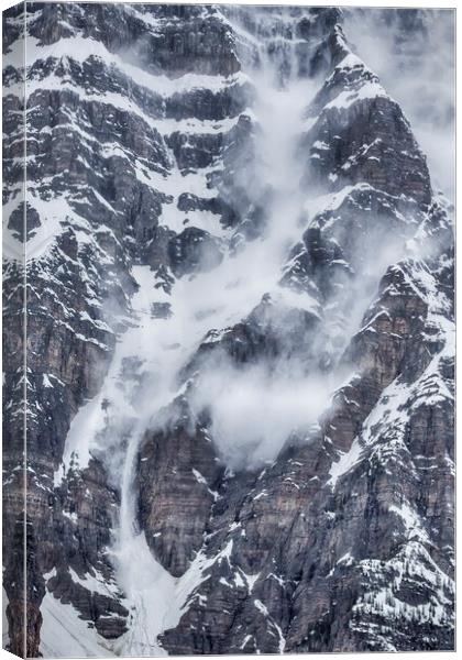 Mini Avalanche Above Waterfowl Lake, No. 1 Canvas Print by Belinda Greb