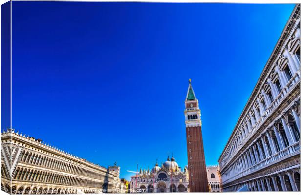 Campanile Bell Tower Sun Saint Mark's Square Piazza Venice Italy Canvas Print by William Perry
