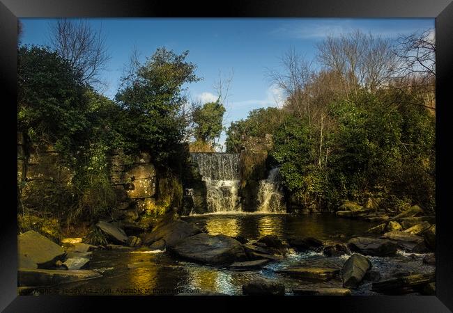 Waterfall in Penllergaer Woods Framed Print by Paddy Art