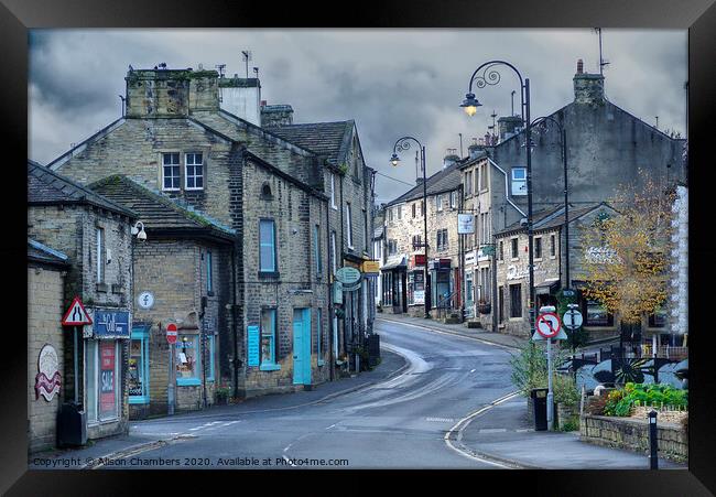 Huddersfield Road Holmfirth  Framed Print by Alison Chambers