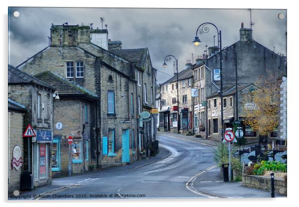 Huddersfield Road Holmfirth  Acrylic by Alison Chambers