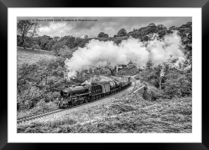LNER Goods Train - Black and White Framed Mounted Print by Steve H Clark