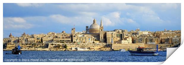 Valletta Malta Panoramic Print by Diana Mower
