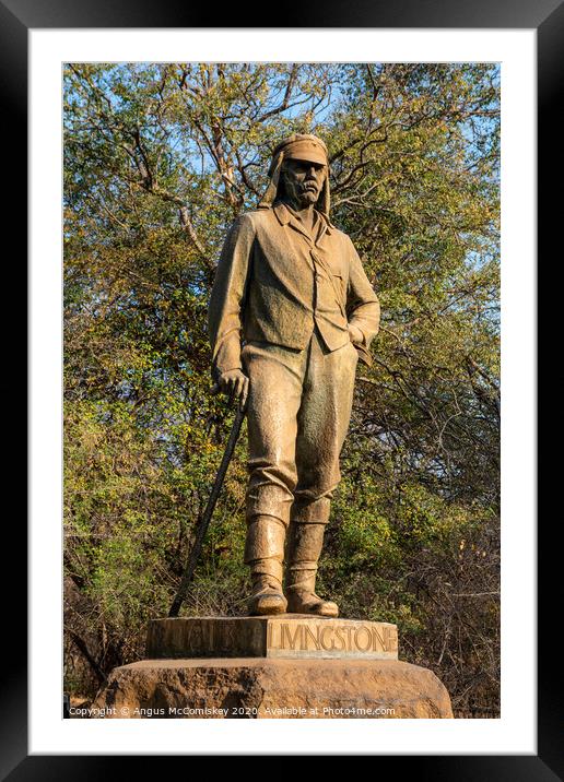 Statue of David Livingstone at Victoria Falls Framed Mounted Print by Angus McComiskey