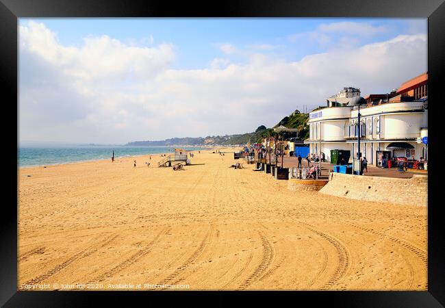 The beach looking South from the pier at Bournemouth in Dorset. Framed Print by john hill