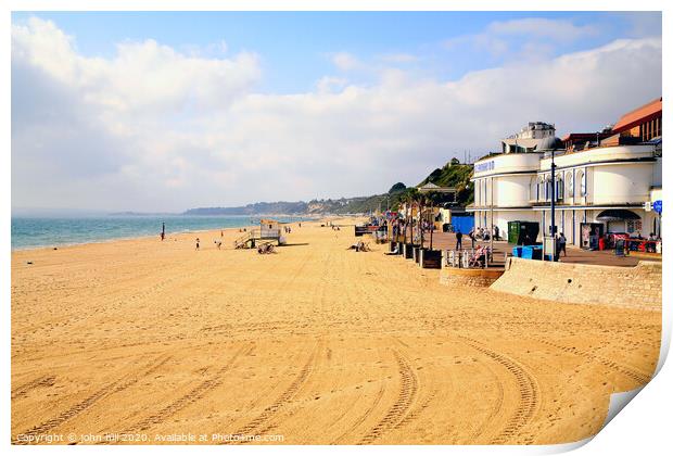 The beach looking South from the pier at Bournemouth in Dorset. Print by john hill