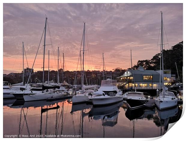 Yachts in Mosman Bay, Sydney Print by Ross Aird