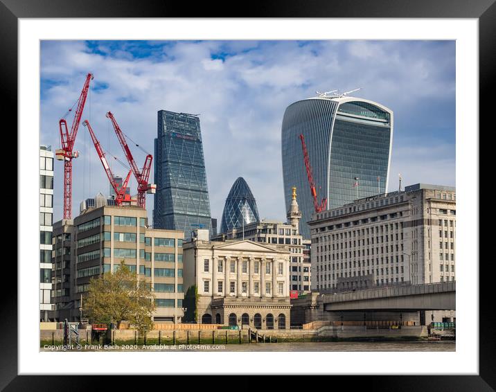 London skyline with office buildings seen from riv Framed Mounted Print by Frank Bach