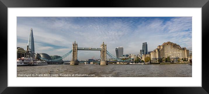 Tower bridge panorama in London seen from river Thames Framed Mounted Print by Frank Bach