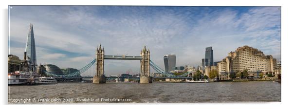 Tower bridge panorama in London seen from river Thames Acrylic by Frank Bach