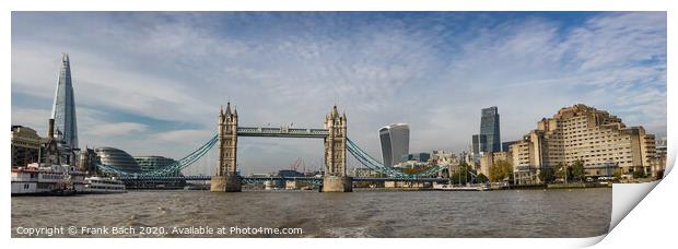 Tower bridge panorama in London seen from river Thames Print by Frank Bach