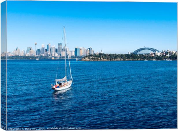 Yacht in Sydney Harbour Canvas Print by Ross Aird
