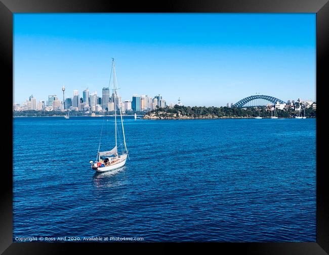 Yacht in Sydney Harbour Framed Print by Ross Aird