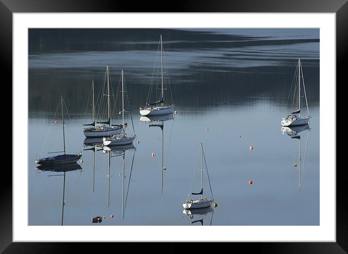 Boats Moored on Scottish Loch Framed Mounted Print by Tim O'Brien