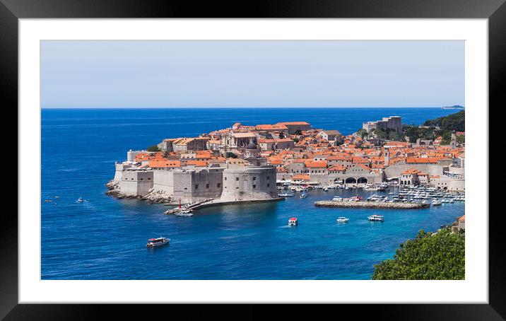 Boats moving around Dubrovnik harbour Framed Mounted Print by Jason Wells