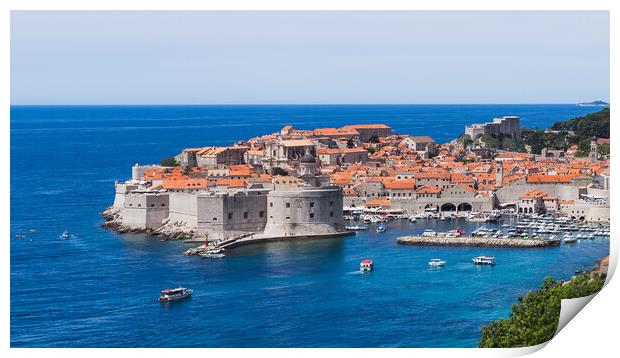 Boats moving around Dubrovnik harbour Print by Jason Wells