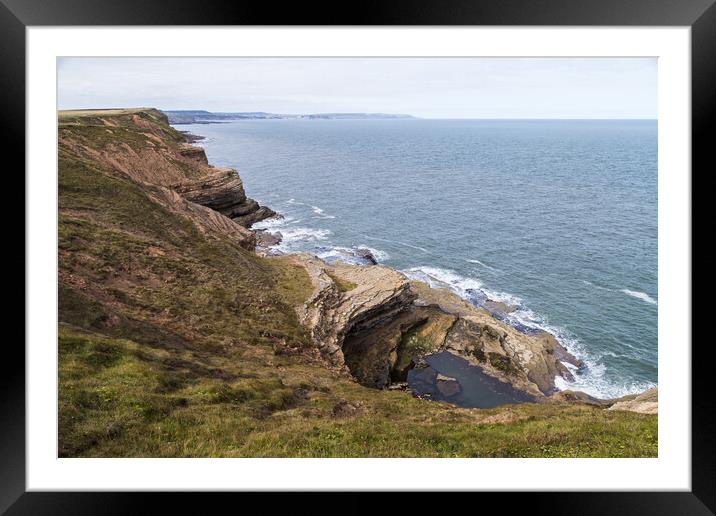 Large pool of water in Filey Brigg Framed Mounted Print by Jason Wells