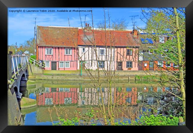 Riverside Cottages. Colchester, Essex Framed Print by Laurence Tobin