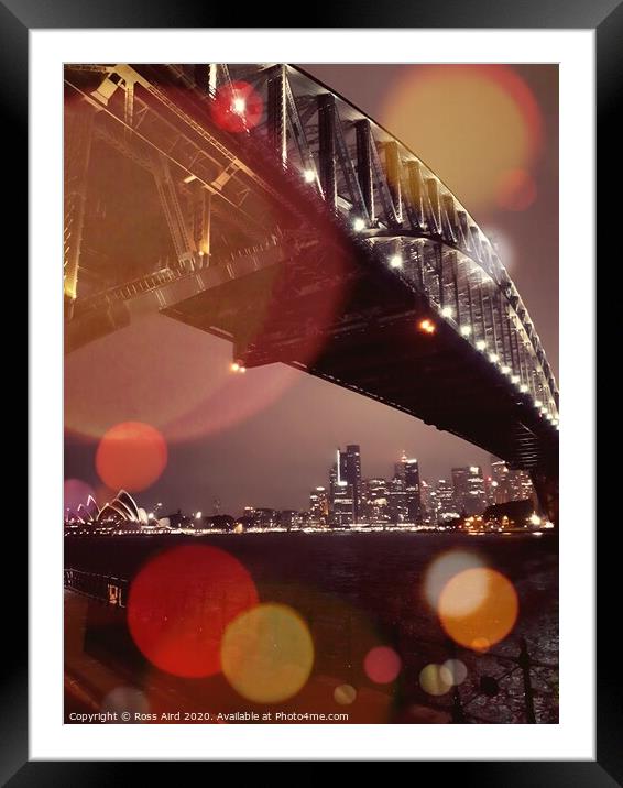 Sydney Harbour Bridge at Night Framed Mounted Print by Ross Aird