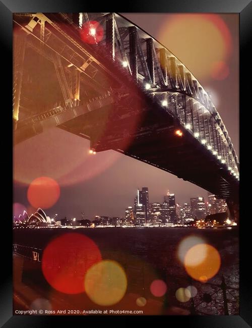 Sydney Harbour Bridge at Night Framed Print by Ross Aird
