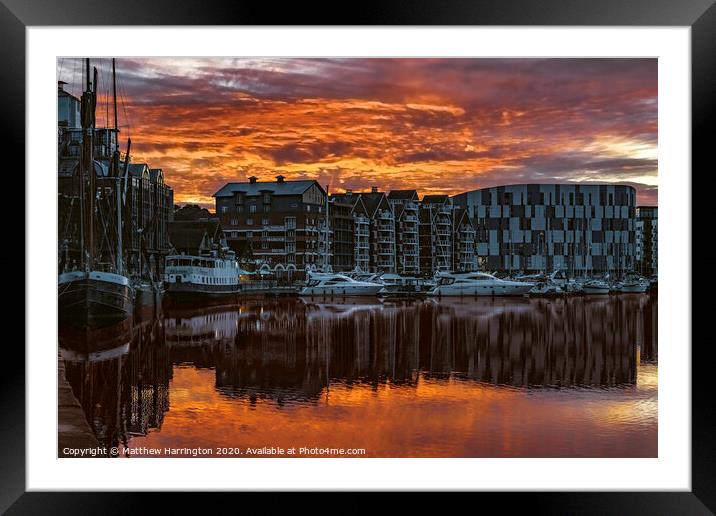 Ipswich Waterfront at Sunrise Framed Mounted Print by Matthew Harrington