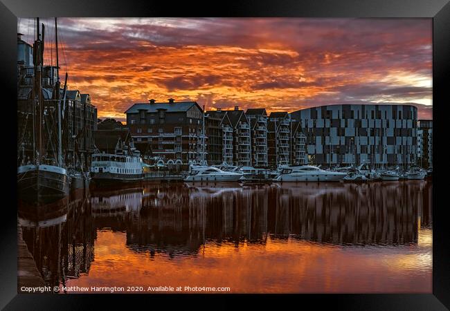 Ipswich Waterfront at Sunrise Framed Print by Matthew Harrington