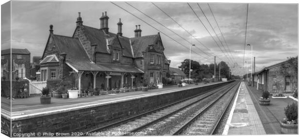 Chathill Train Station, Northumberland B&W Canvas Print by Philip Brown