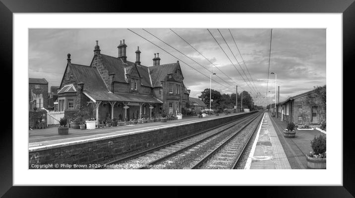 Chathill Train Station, Northumberland B&W Framed Mounted Print by Philip Brown