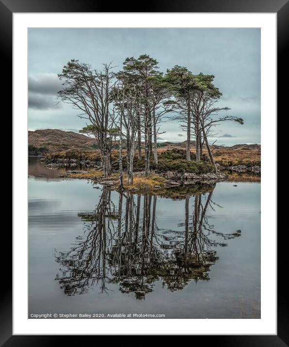 Loch Assynt Island Trees Framed Mounted Print by Stephen Bailey