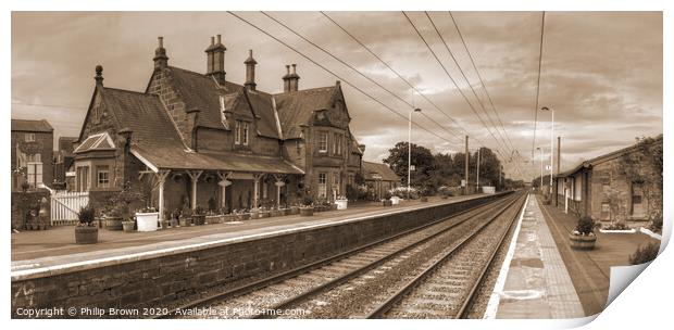 Chathill Train Station, Northumberland B&W Print by Philip Brown