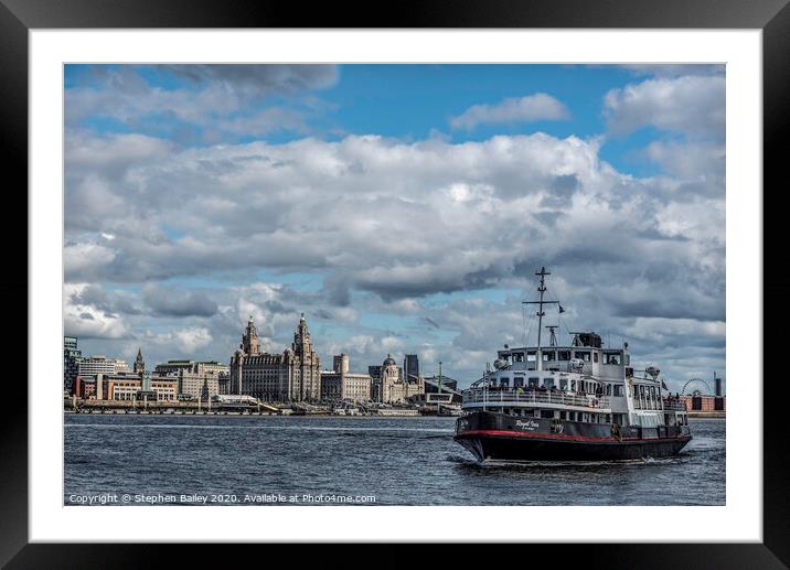 Mersey Ferry and Liverpool Waterfront Framed Mounted Print by Stephen Bailey