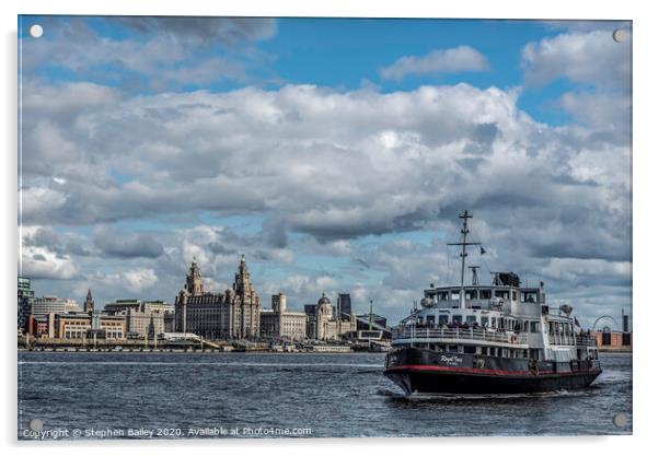 Mersey Ferry and Liverpool Waterfront Acrylic by Stephen Bailey