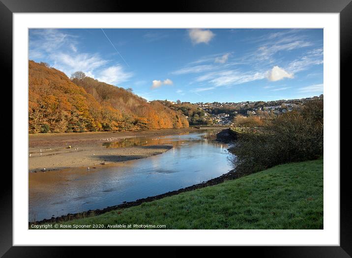 The West Looe River in Cornwall in Autumn Framed Mounted Print by Rosie Spooner