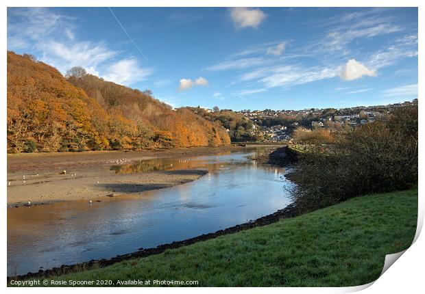 The West Looe River in Cornwall in Autumn Print by Rosie Spooner