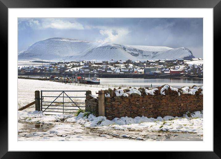Stromness and Hoy, Orkney Winter Scene. Framed Mounted Print by Barbara Jones