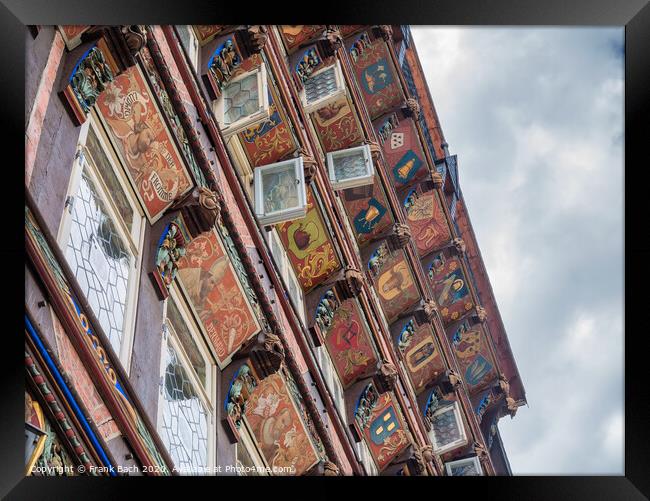 Old house detail on the main square in Hildesheim, Framed Print by Frank Bach