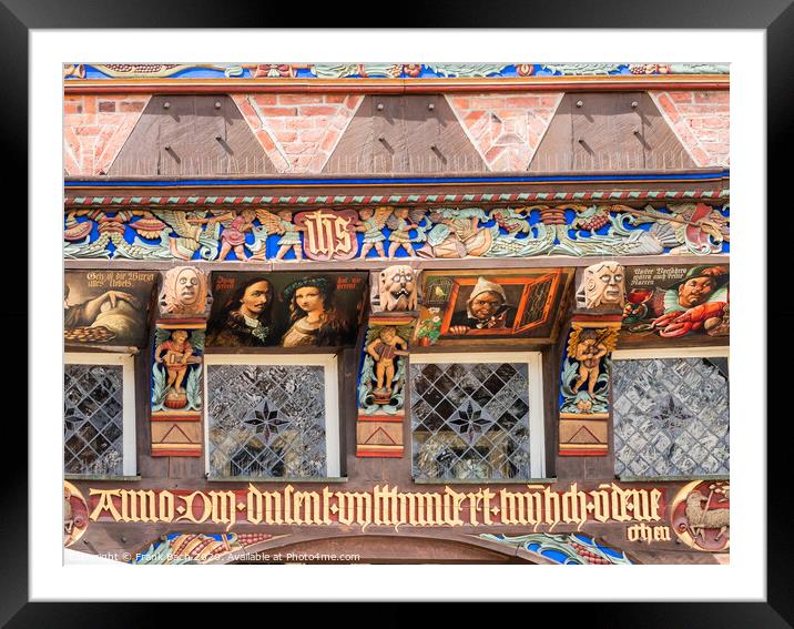 Old house detail on the main square in Hildesheim, Framed Mounted Print by Frank Bach