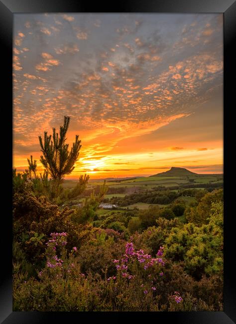 Roseberry Topping sunset Framed Print by Northern Wild