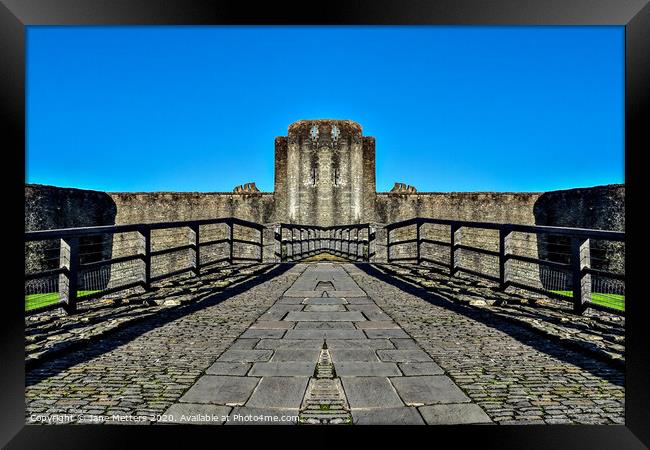 Entrance to Caerphilly Castle  Framed Print by Jane Metters