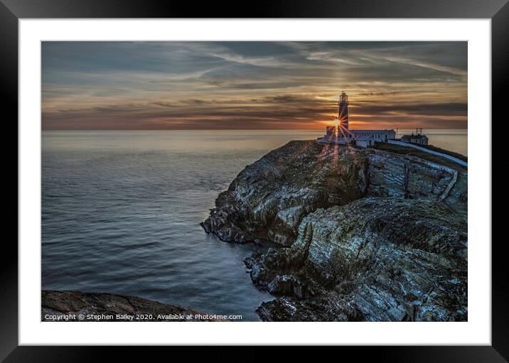 South Stack Lighthouse Sunset Framed Mounted Print by Stephen Bailey