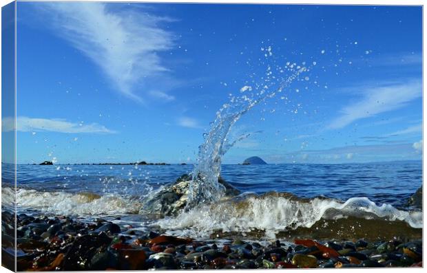 Water splash on the Ayrshire coast Canvas Print by Allan Durward Photography