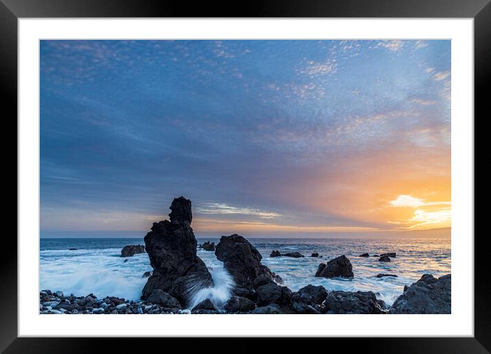 Sea breaking at sunset Framed Mounted Print by Phil Crean