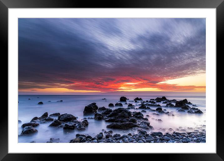 Red sunset seascape Framed Mounted Print by Phil Crean