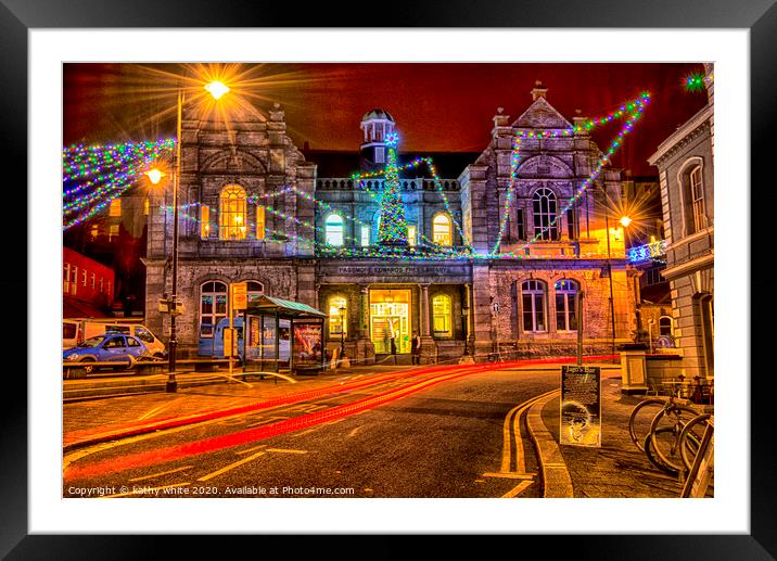 Falmouth Cornwall lights, Christmas Framed Mounted Print by kathy white