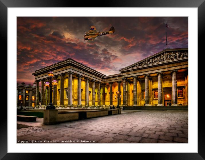 Bristol Blenheim Over The British Museum London Framed Mounted Print by Adrian Evans