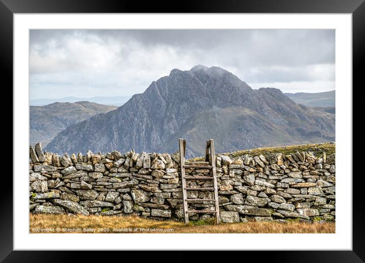 Ladder to Tryfan Summit Framed Mounted Print by Stephen Bailey