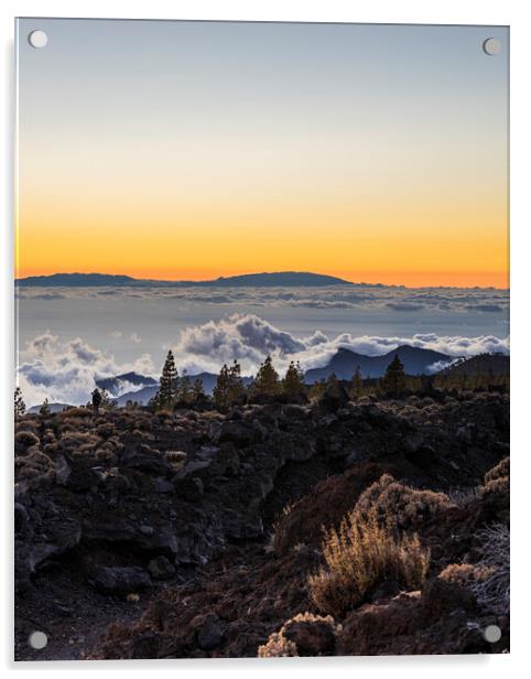 Yellow sunset over La Palma Acrylic by Phil Crean