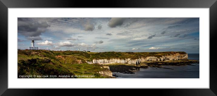 flamborough lighthouse - Pano Framed Mounted Print by kevin cook